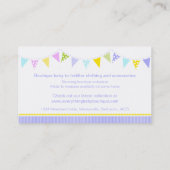 旗布のベビーのブティックの紫色の名刺 名刺 (裏面)