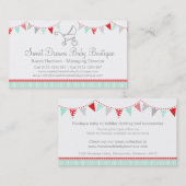 旗布のベビーのブティックの赤い灰色のかわいい名刺 名刺 (正面/裏面)