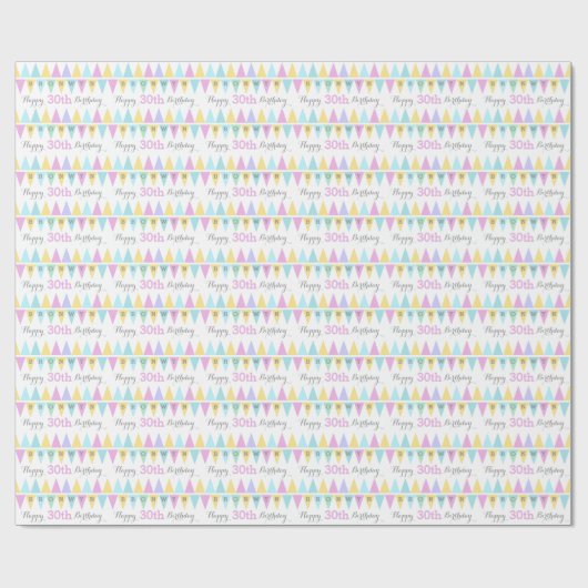旗布は白い誕生日の年齢30のパターン(の模様が)あるな覆いに印を付けます ラッピングペーパー (フラット)