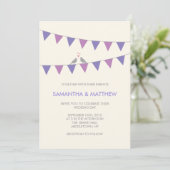 旗布愛鳥の結婚式招待状の紫色 招待状 (スタンド正面)