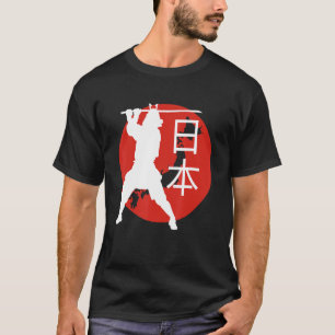 旗日本のサムライウォリアーレトロ旅行マップ Tシャツ