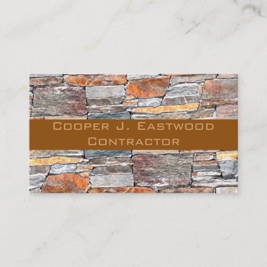旗石ナチュラルトーンストーン模様レンガ 名刺 (正面)