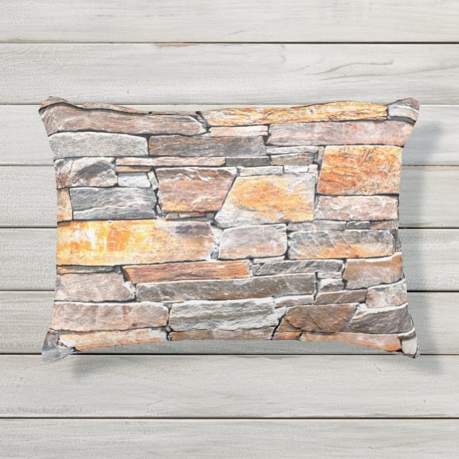旗石 |自然石パターン |レンガ アウトドアクッション (正面)