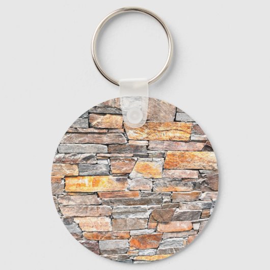 旗石 |自然石パターン |レンガ キーホルダー (正面)