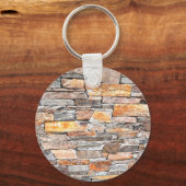旗石 |自然石パターン |レンガ キーホルダー (正面)