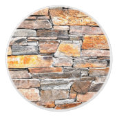 旗石 |自然石パターン |レンガ セラミックノブ (正面)