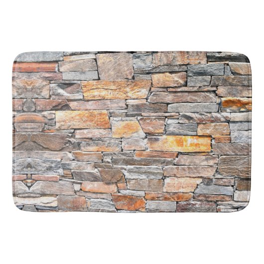 旗石 |自然石パターン |レンガ バスマット (正面)