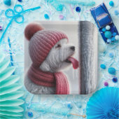 旗竿に舌を凍ってい付けた犬 ペーパープレート (パーティー)