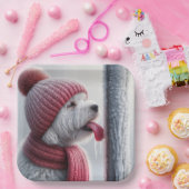 旗竿に舌を凍ってい付けた犬 ペーパープレート (パーティー)