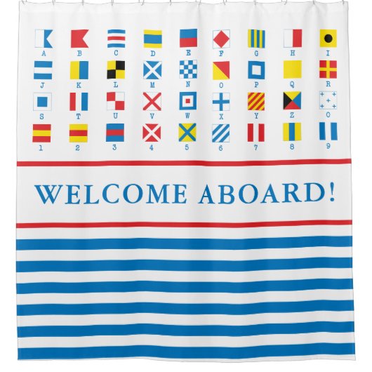 旗航海の海事信号シャワーカーテン シャワーカーテン (正面)