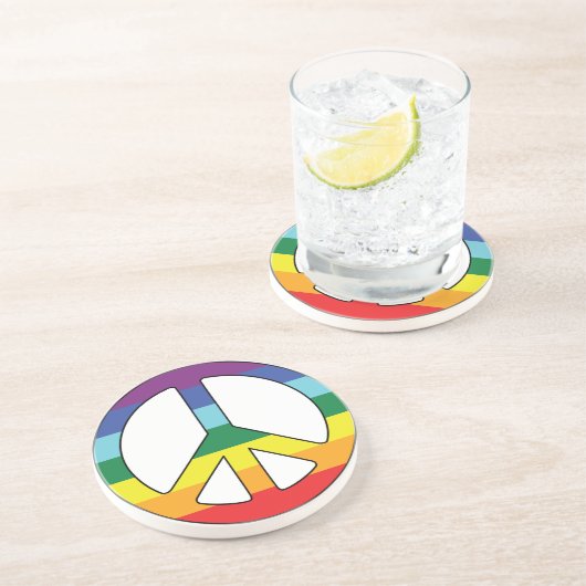 旗色のピースサインのピースマーク コースター (側面)