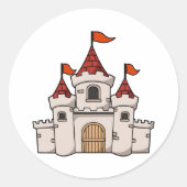 旗赤と白を掲げた中世の風刺画 ラウンドシール (正面)