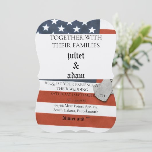 旗軍隊軍服結婚式招待状 招待状 (スタンド正面)