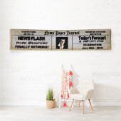 旗12' x 2.5' -ニュースのペーパー退職-写真 横断幕 (インサイチュ)