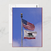 旗：アメリカとカリフォルニア州 ポストカード (正面/裏面)