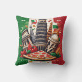 旗、イタリアンランドマーク、ピザデザイン クッション (裏面)