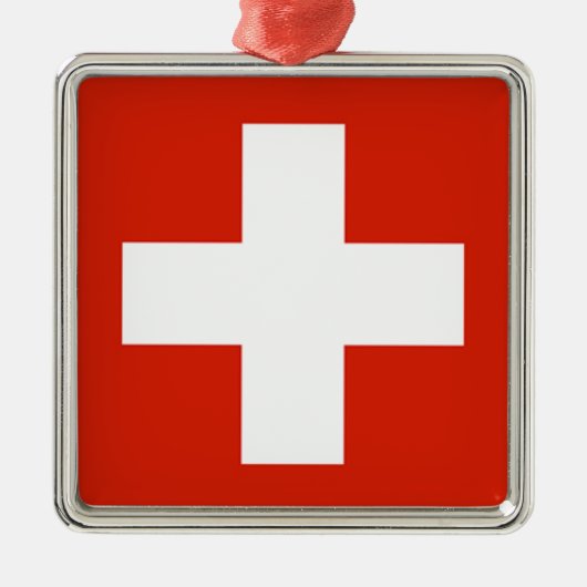 旗- Flagge - Fahne -スイス連邦共和国- Schweiz メタルオーナメント (正面)