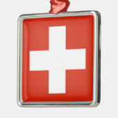 旗- Flagge - Fahne -スイス連邦共和国- Schweiz メタルオーナメント (左)