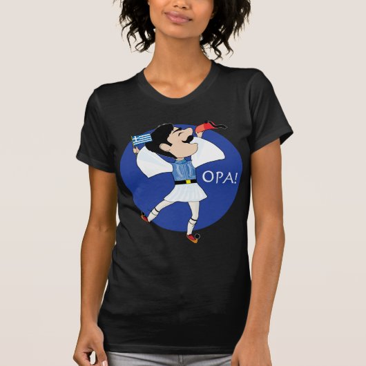 旗OPAとのギリシャ人のEvzoneの踊り! Tシャツ (正面)