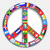 旗Tシャツ、マグカップ、ギフトで作られた平和のサイン ラウンドシール (正面)