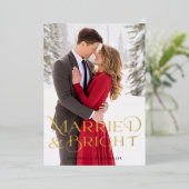既婚 & ブライト 1 枚の写真 エレガントなタイポグラフィ 箔シーズンカード (立ち正面)