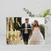 既婚 & 幸福 エレガント タイポグラフィ モダン 箔シーズンカード (立ち正面)