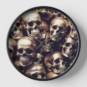 既存のライト金ゴールドスカルウォールクロック 壁時計 (正面)