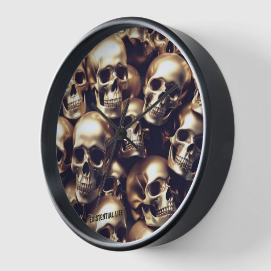 既存のライト金ゴールドスカルウォールクロック 壁時計 (傾斜)