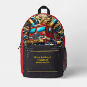 日々のヒーローがトラックの波を火に プリントバックパック (正面)