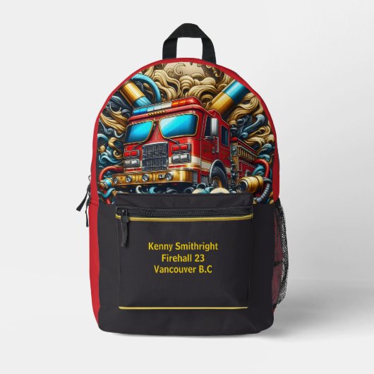 日々のヒーローがトラックの波を火に プリントバックパック (正面)
