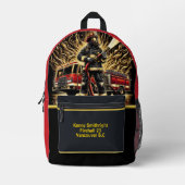 日々のヒーロー消防士の勇気 プリントバックパック (正面)