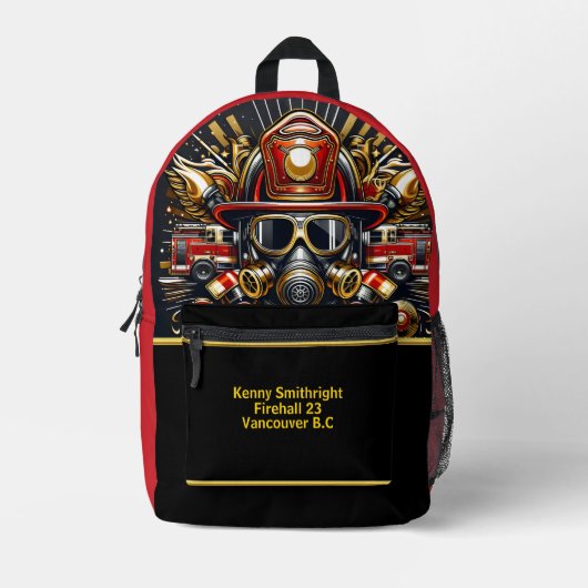 日々のヒーロー消防士ガーディアン プリントバックパック (正面)