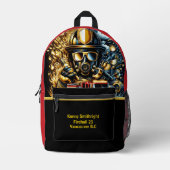 日々のヒーロー消防士ゴールデンアワー プリントバックパック (正面)