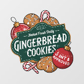 日々の焼いた新鮮ジンジャーブレッド・クリスマス ウィンドウサイン (シート)