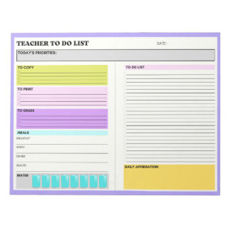 日々の生産性の確認をリストする先生 ノートパッド