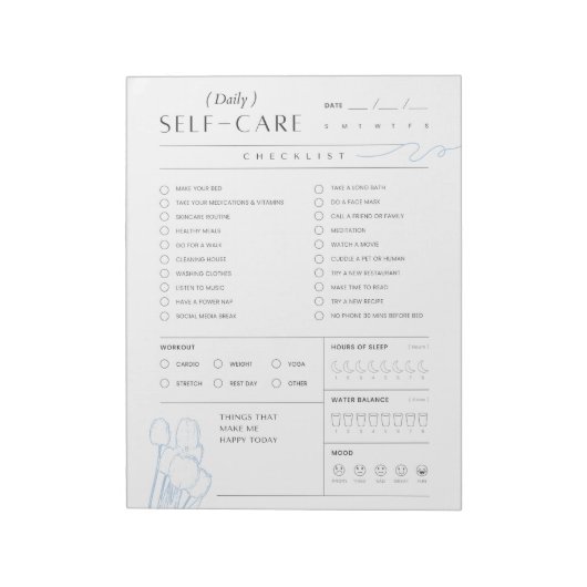 日々の自己チェックリスト気にリスト ノートパッド (回転)