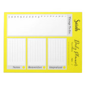 日々イエローミニマルプランナーをリストする ノートパッド (正面)