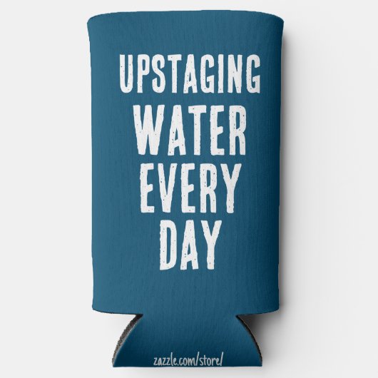 日おもしろい々の水の更新 – 青と白 スリム缶クーラー (正面)