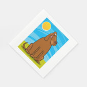 日おもしろいに座る大きな茶色の犬 スタンダードランチョンナプキン (角)