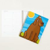 日おもしろいに座る大きな茶色の犬 プランナー手帳 (ディスプレー)