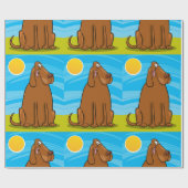 日おもしろいに座る大きな茶色の犬 ラッピングペーパー (フラット)