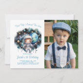 日おもしろいのまわりに初の旅 – 男の子の1誕生 招待状 (正面)