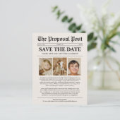 日おもしろい付ユニークを保存する新聞写真の結婚式 ポストカード (スタンド正面)