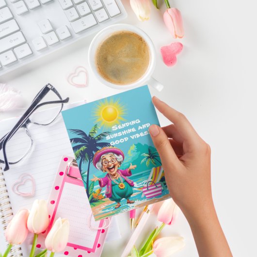 日おもしろい照と元気を送る老婦人 ポストカード