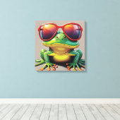 日おもしろい眼鏡付きカエル キャンバスプリント (インサイチュ (ウッドフロア))