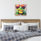 日おもしろい眼鏡付きカエル キャンバスプリント (インサイチュ (寝室))