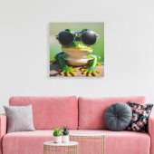 日おもしろい眼鏡付きカエル キャンバスプリント (インサイチュ (リビング))