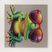 日おもしろい眼鏡付きカエル ジグソーパズル (横)