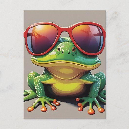 日おもしろい眼鏡付きカエル ポストカード (正面)