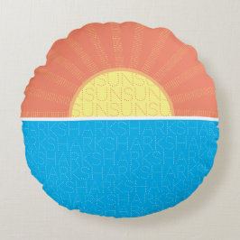 日おもしろい鮫 ラウンドクッション